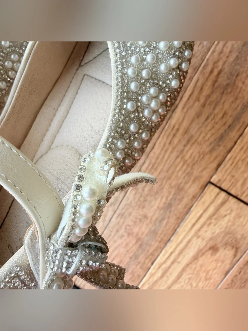 Doe a Dear Girls Bow tie Jewel Flat Shoes size 13.5  1 pearl dress party